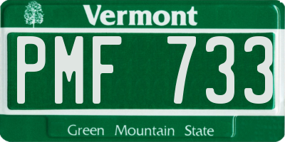 VT license plate PMF733