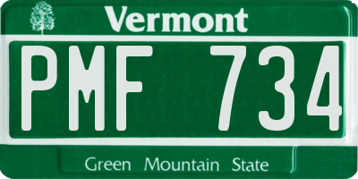 VT license plate PMF734