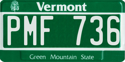 VT license plate PMF736
