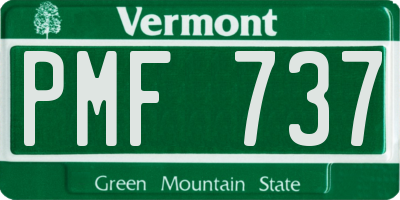 VT license plate PMF737