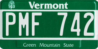 VT license plate PMF742