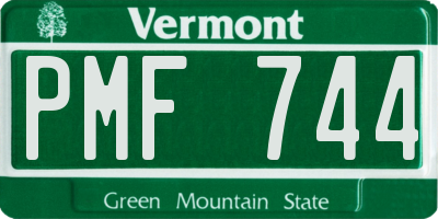 VT license plate PMF744