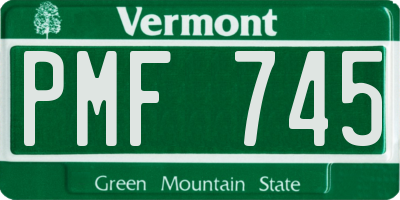 VT license plate PMF745