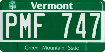 VT license plate PMF747