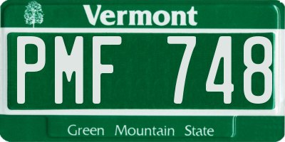 VT license plate PMF748