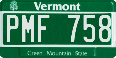 VT license plate PMF758