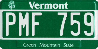 VT license plate PMF759