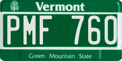 VT license plate PMF760