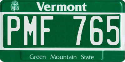 VT license plate PMF765