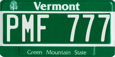 VT license plate PMF777