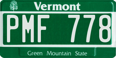 VT license plate PMF778