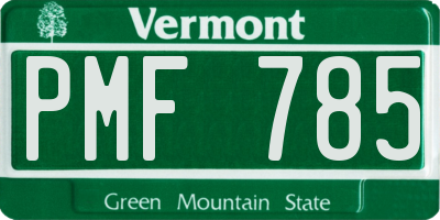 VT license plate PMF785