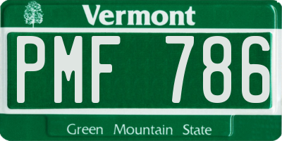 VT license plate PMF786