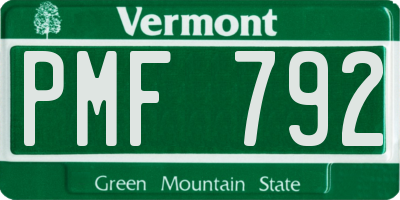 VT license plate PMF792