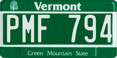 VT license plate PMF794