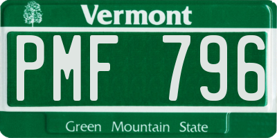 VT license plate PMF796