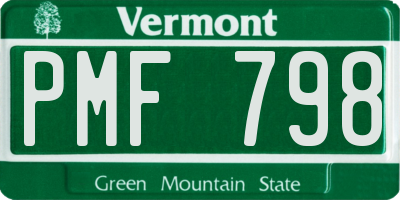 VT license plate PMF798