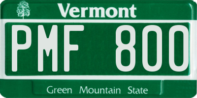 VT license plate PMF800