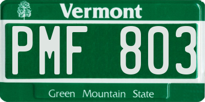 VT license plate PMF803