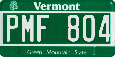 VT license plate PMF804
