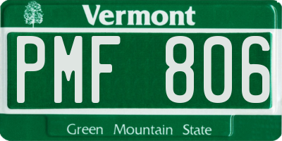 VT license plate PMF806