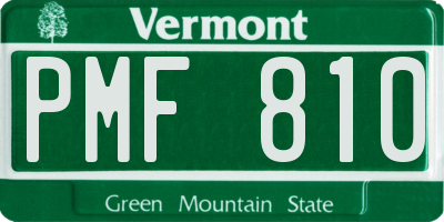 VT license plate PMF810