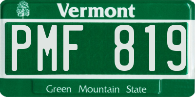 VT license plate PMF819