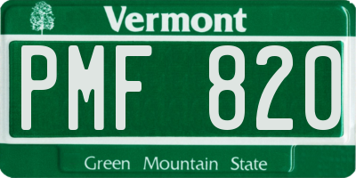 VT license plate PMF820