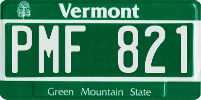 VT license plate PMF821