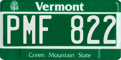 VT license plate PMF822
