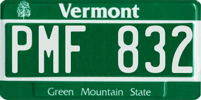 VT license plate PMF832