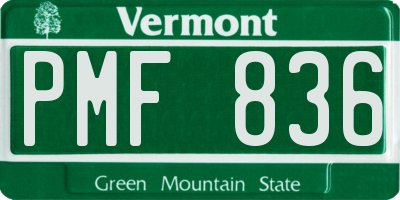 VT license plate PMF836