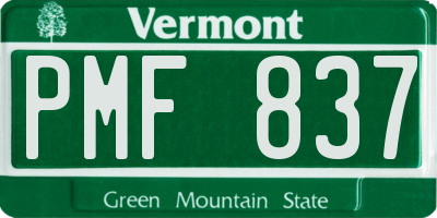 VT license plate PMF837