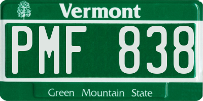 VT license plate PMF838