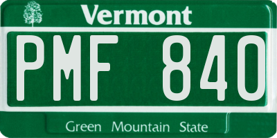 VT license plate PMF840