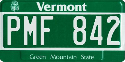 VT license plate PMF842