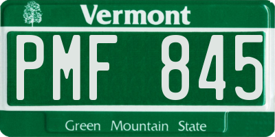 VT license plate PMF845