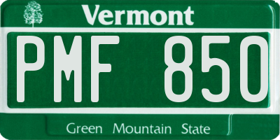 VT license plate PMF850
