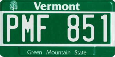 VT license plate PMF851