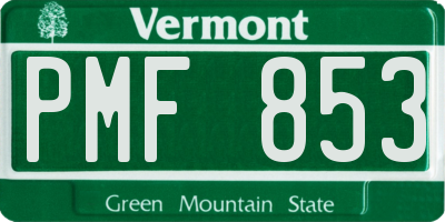 VT license plate PMF853