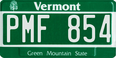 VT license plate PMF854