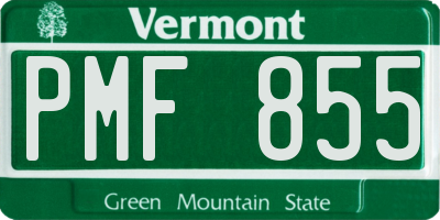 VT license plate PMF855