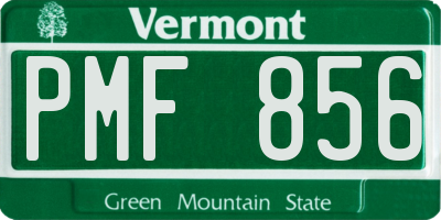VT license plate PMF856