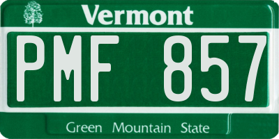 VT license plate PMF857