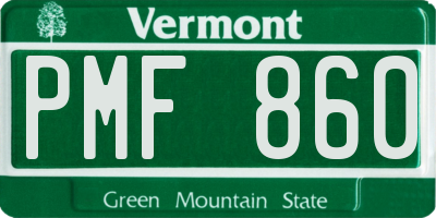 VT license plate PMF860