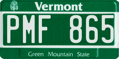 VT license plate PMF865