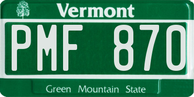 VT license plate PMF870