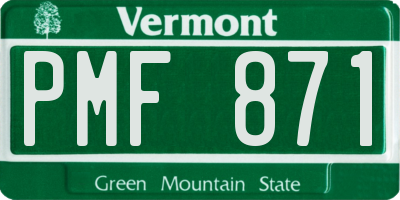 VT license plate PMF871