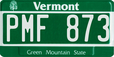 VT license plate PMF873
