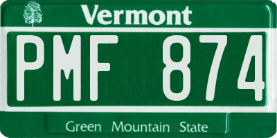 VT license plate PMF874